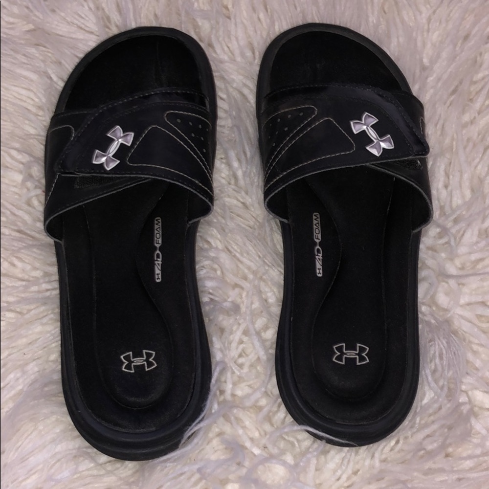 Black under armour memory foam slides